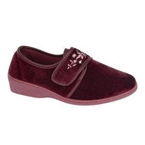 Sleepers Womens/Ladies Elsie Synthetic Wide Slippers / Burgundy
